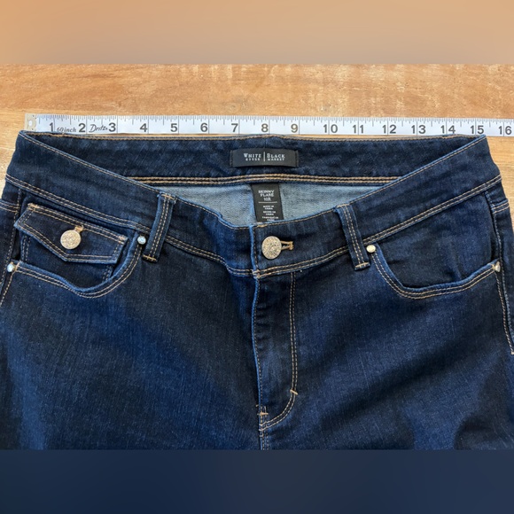 White House Black Market WHBM Dark Blue Skinny Flare Jeans, Size 10 - Picture 12 of 14